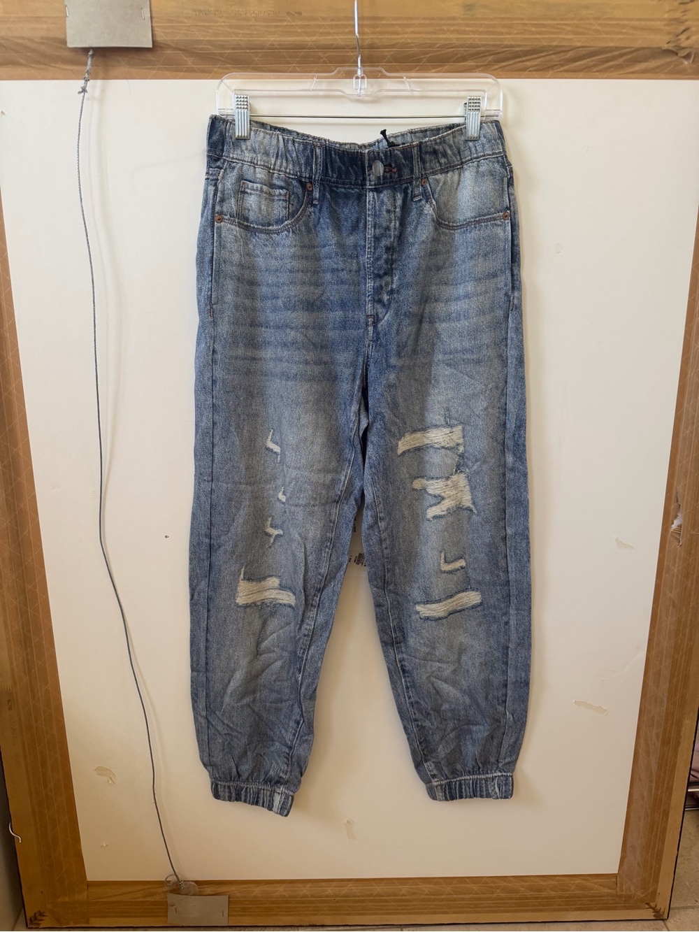 Blank NYC Relaxed Distressed Light Blue Denim Joggers